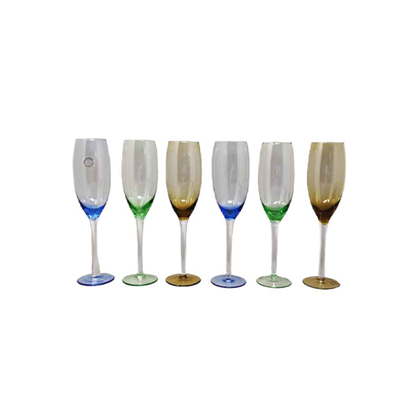 Set 6 calici colorati in vetro di Murano by Salviati Venezia Glasses Verres