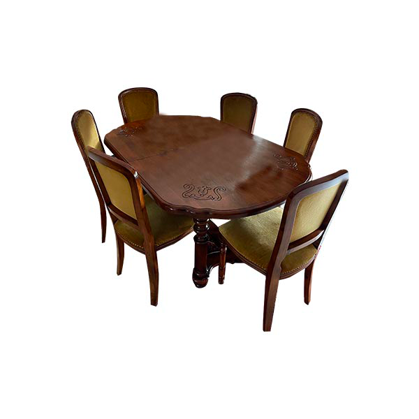 Set tavolo allungabile vintage e 6 sedie in legno (anni'90) image