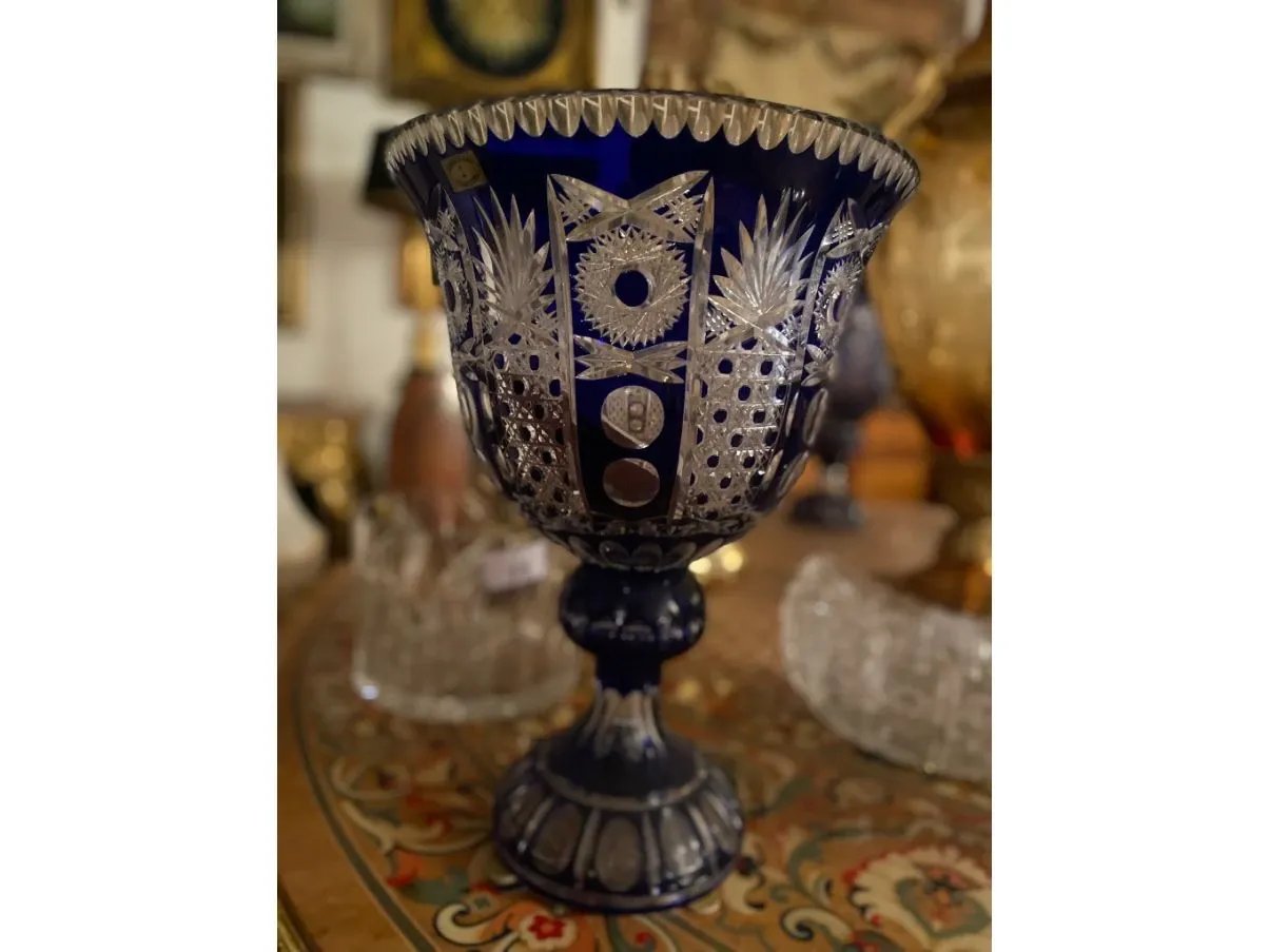 Vintage blue glass vase, 1