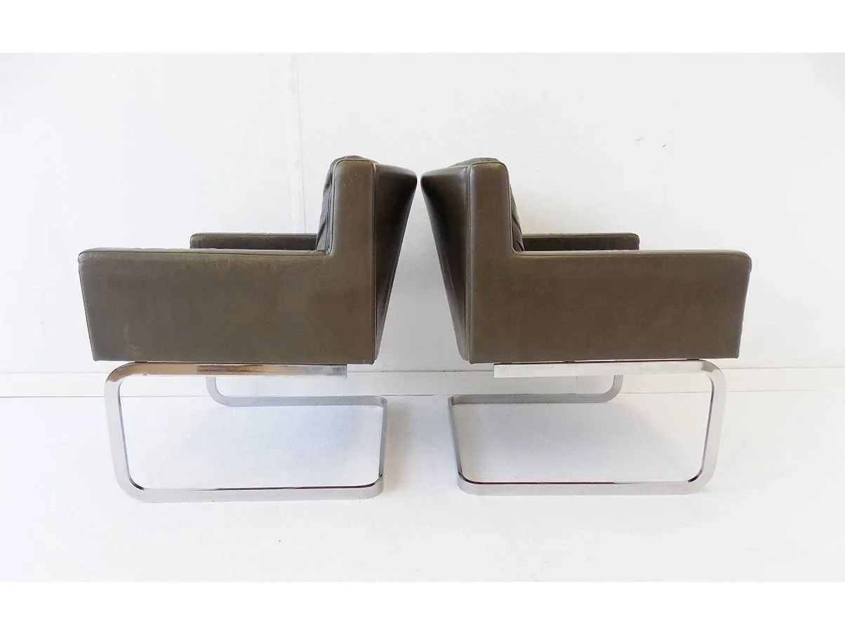 Set 2 poltrone RH 201 in metallo e pelle (verde) 4