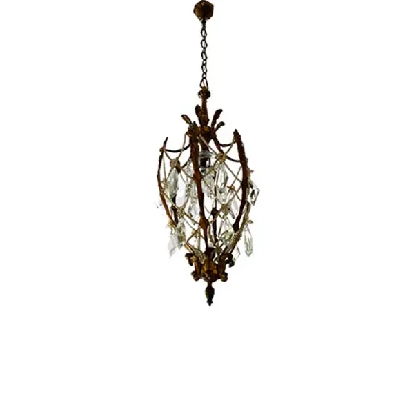 Vintage Bronze and Crystal Chandelier (1970s), image