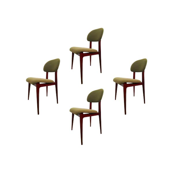 Set 4 sedie vintage in legno imbottite verde (anni'50) image