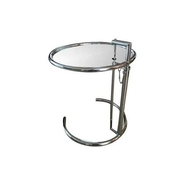 Tavolino Adjustable in acciaio e piano a specchio, Sigerico 