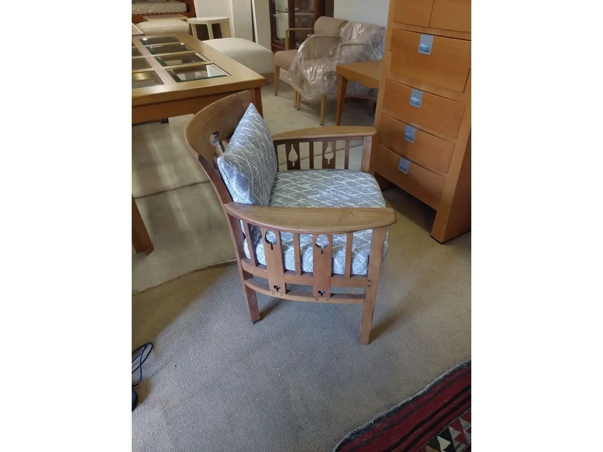 Vintage armchair in oak and fabric (50s), Giorgetti 3