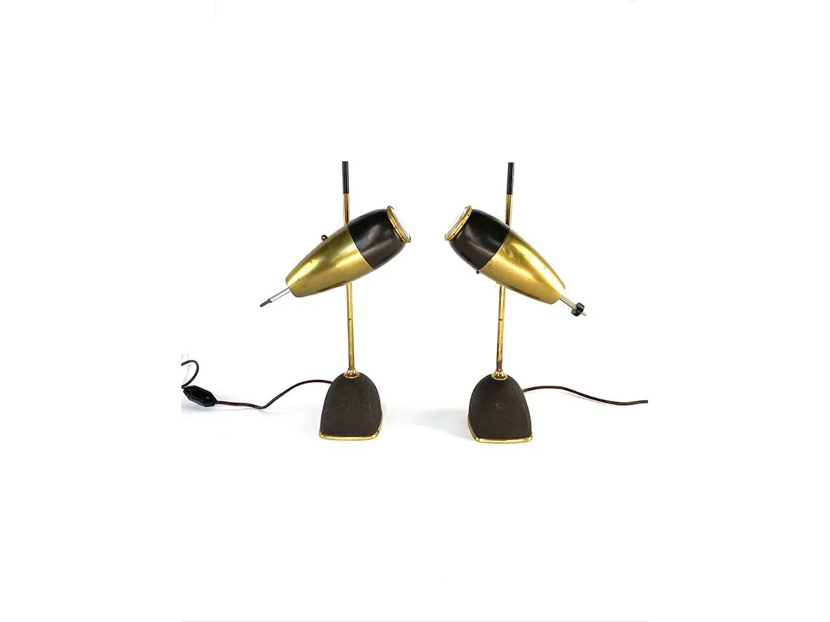 Set 2 lampade da tavolo 577 ottone (anni '60), Lumi Milano 5