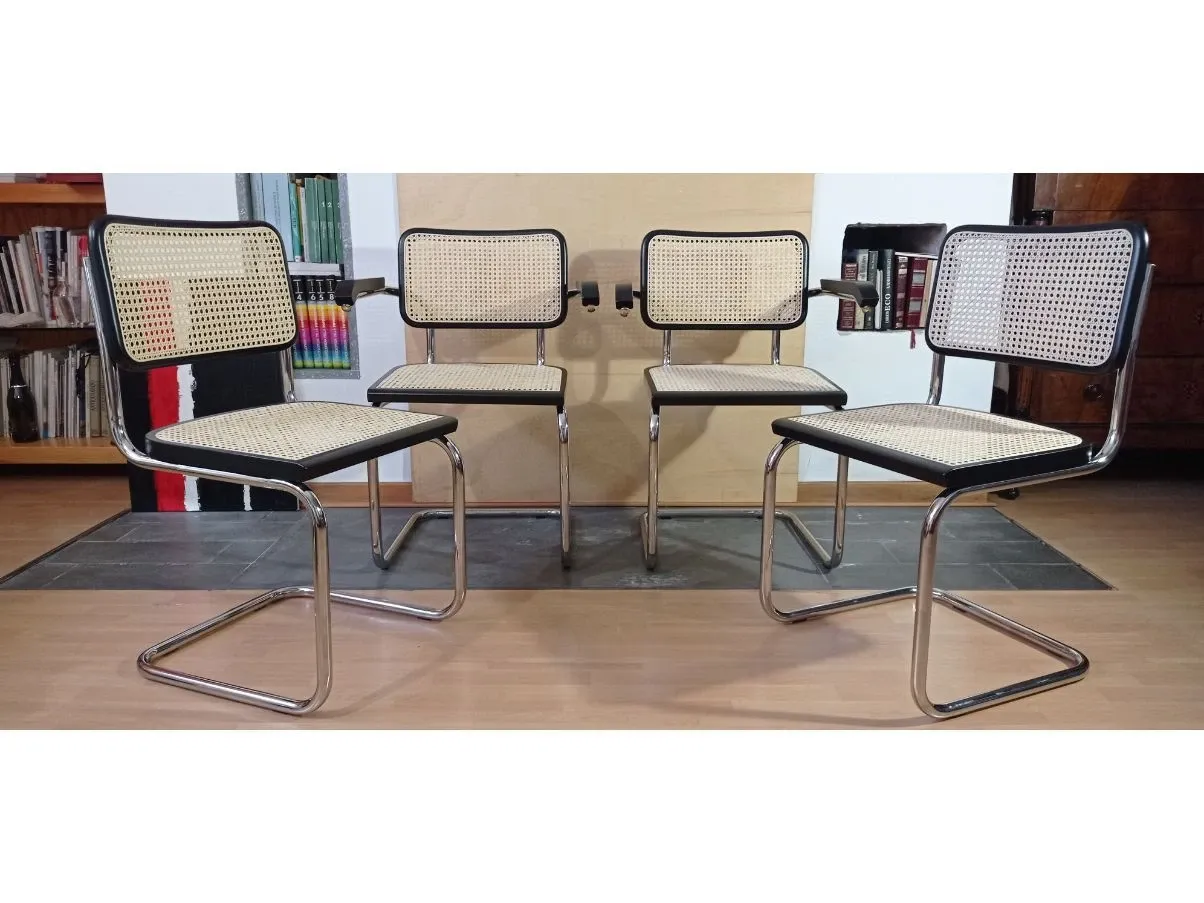 Set 4 sedie Cesca in faggio nero di Marcel Breuer, MDF Italia 3