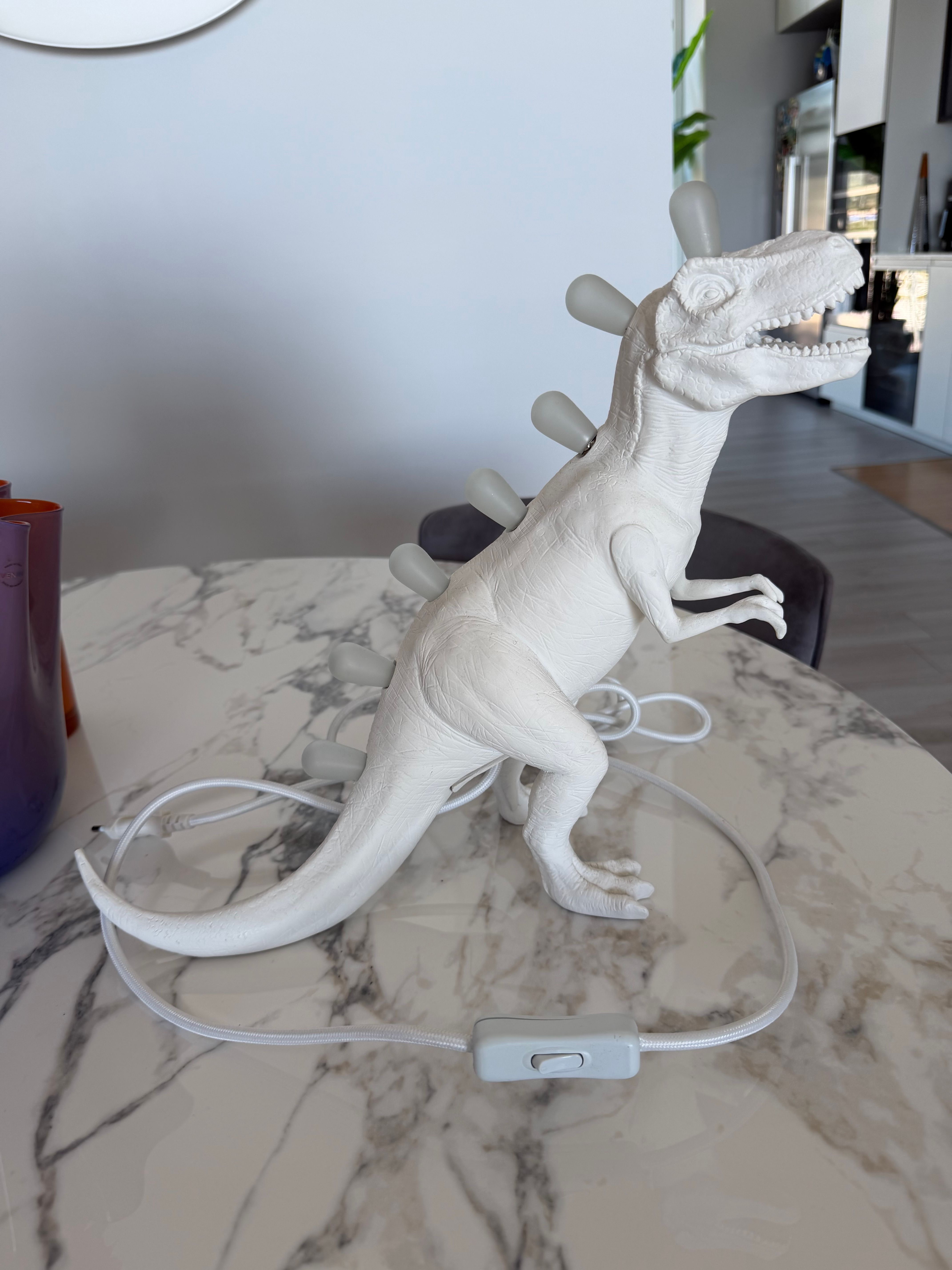 White Resin T-Rex Dinosaur Table Lamp Main