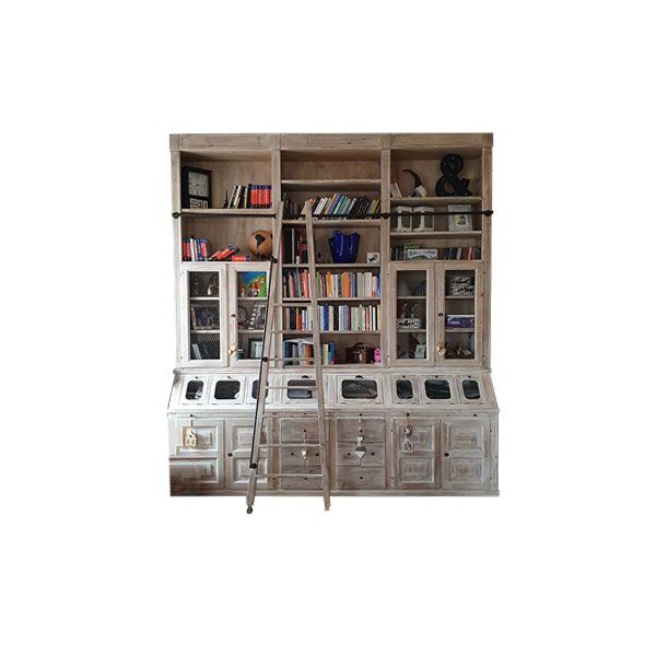 Libreria credenza vintage in legno invecchiato (bianco)