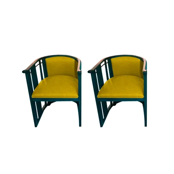 Set of 2 Gallery vintage armchairs in beech wood 