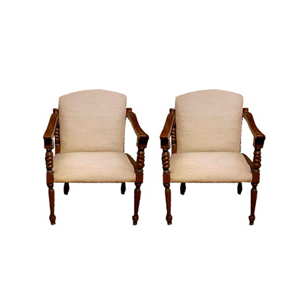 Set of 2 vintage wooden bedroom armchairs (1960s), image