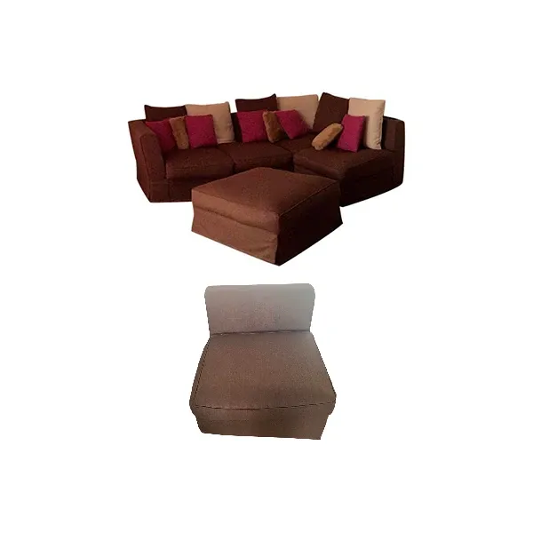 Schlafsofa Set mit Hocker und Sessel aus Stoff 