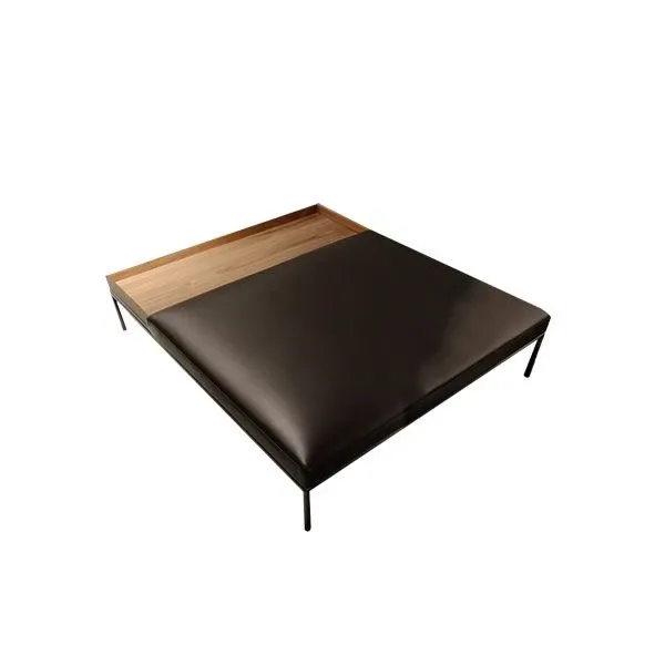 Tavolino pouf 272 Mex-hi in noce Canaletto e pelle, Cassina image