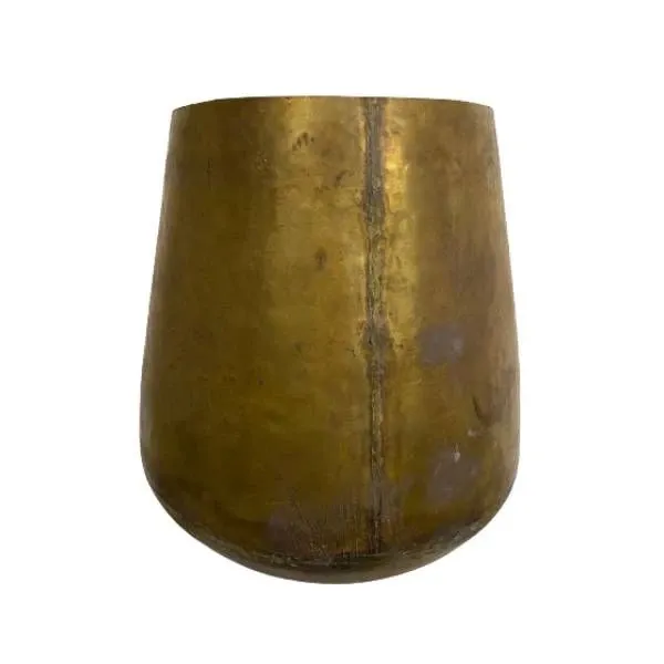 Vaso ovale in ottone dorato semilucido, Shishi image
