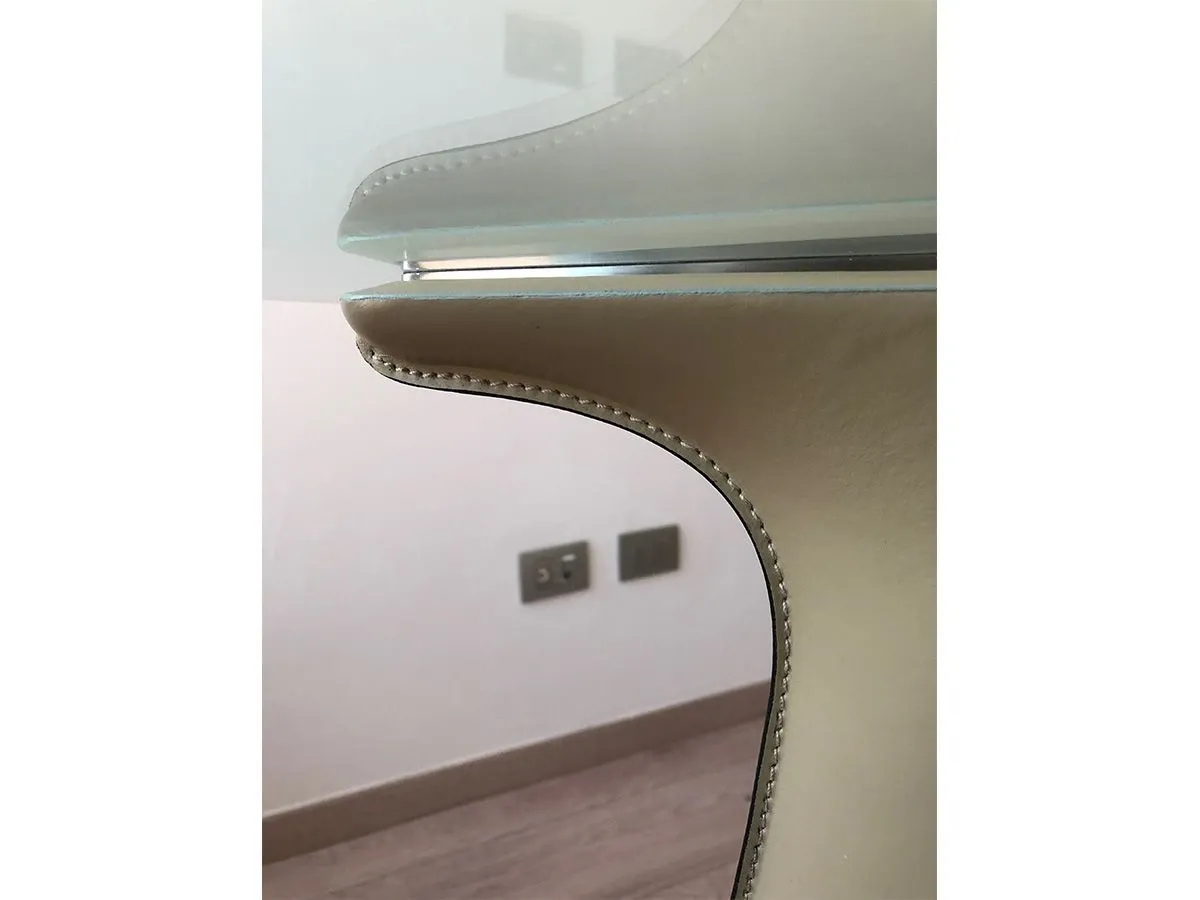 Tavolo rotondo Trium con piano in cristallo 4