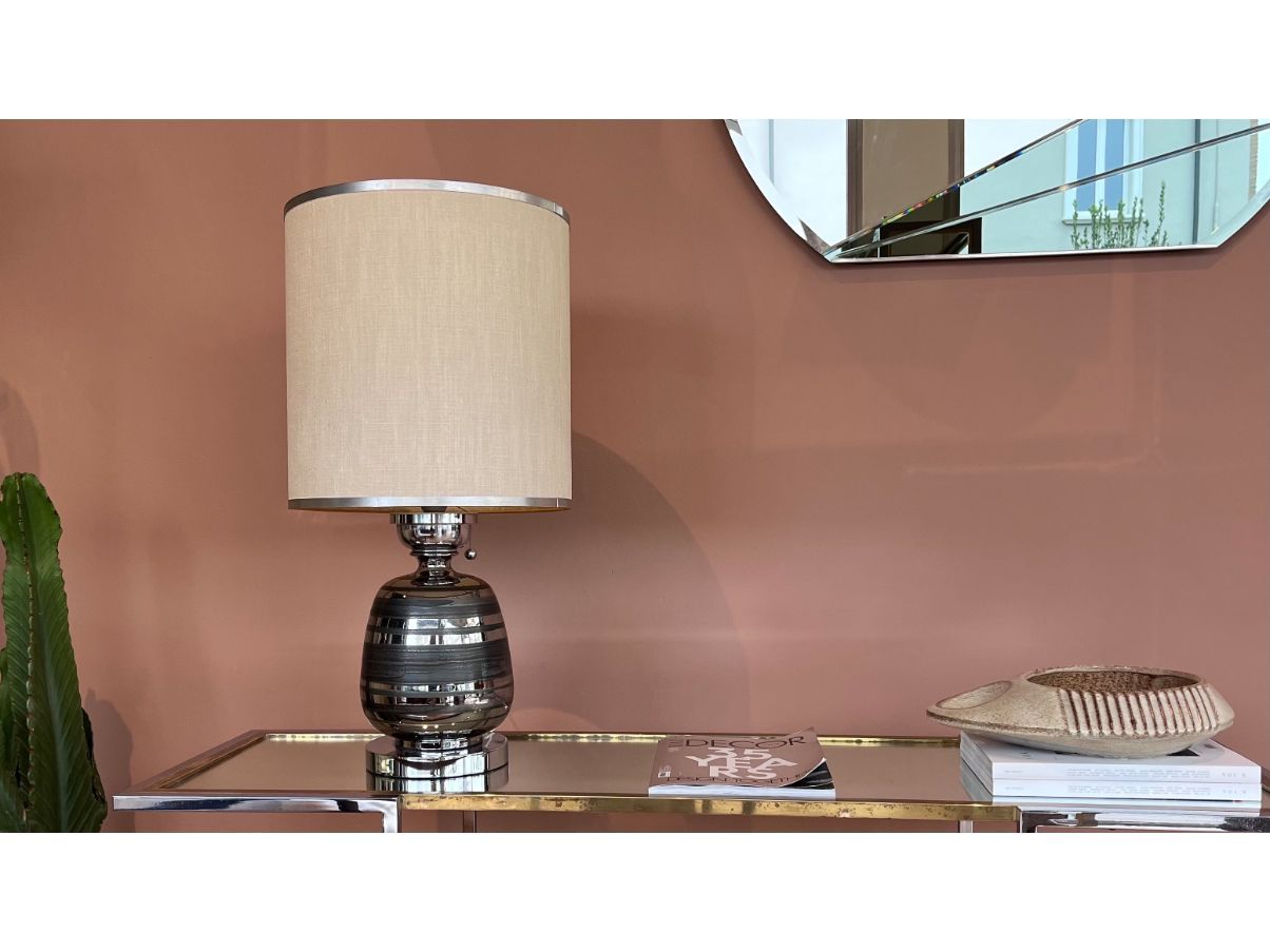 Lampada da tavolo in ceramica e metallo (anni '70) Side