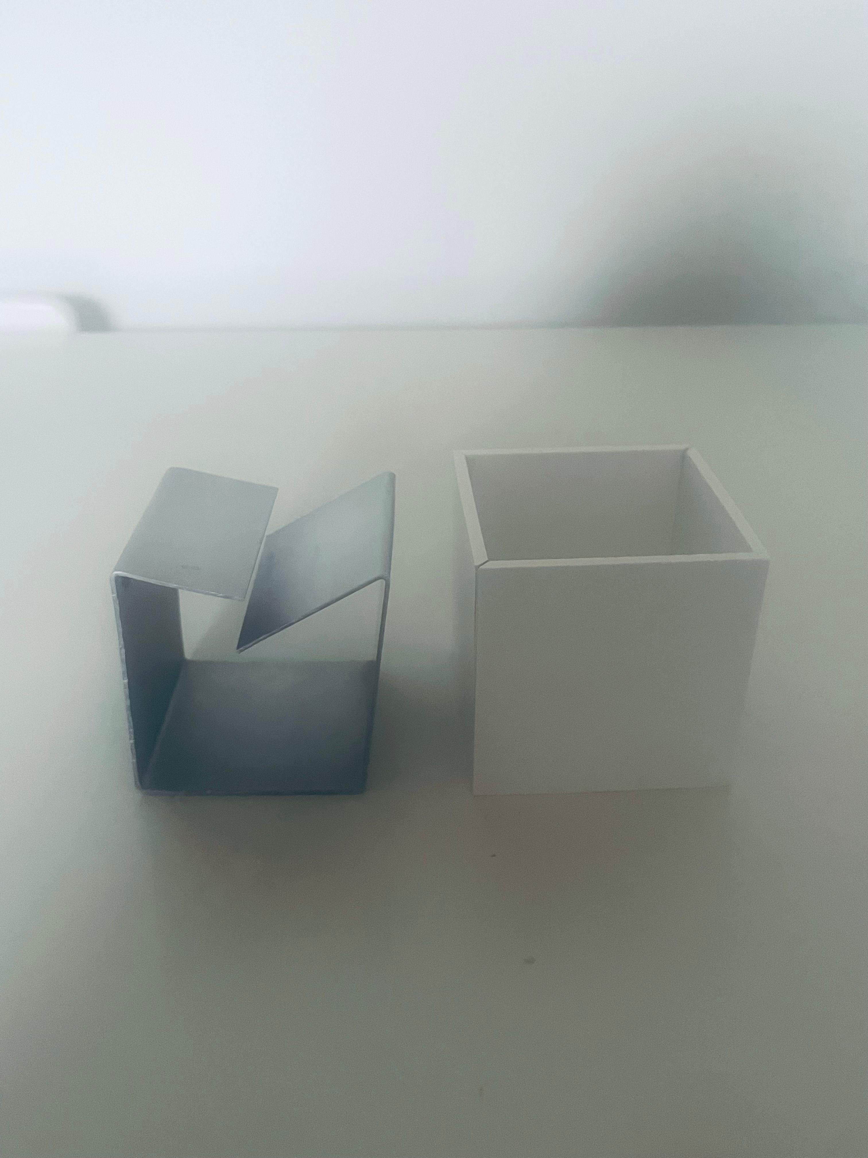 Bruno Munari Aluminum Cube Ashtray Side