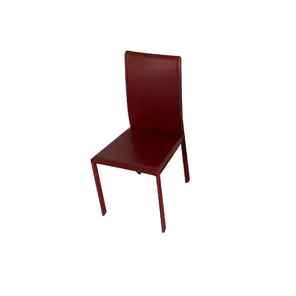 Bordeaux metal chair covered in leather (bordeaux), MD Work image