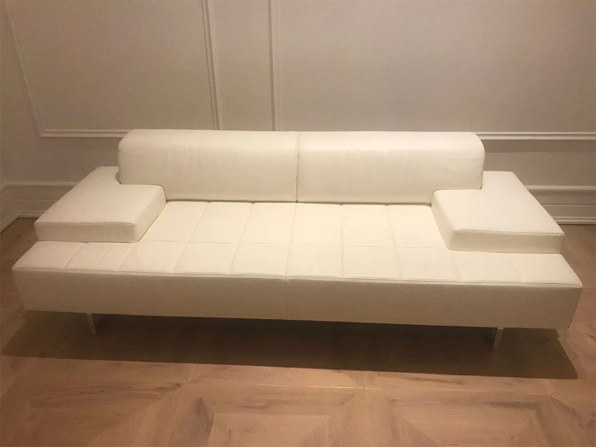 Set of 2 Quadra sofas in leather (white) 2