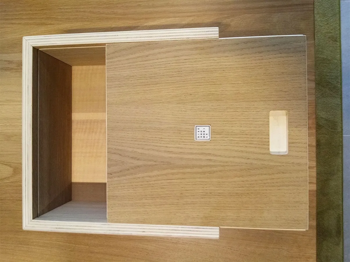 Scatola Decluttering box legno massello rovere, Disegno Mobile 3