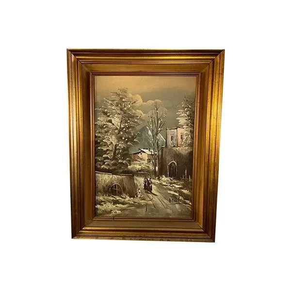 Image of Quadro vintage paesaggio innevato ('900),