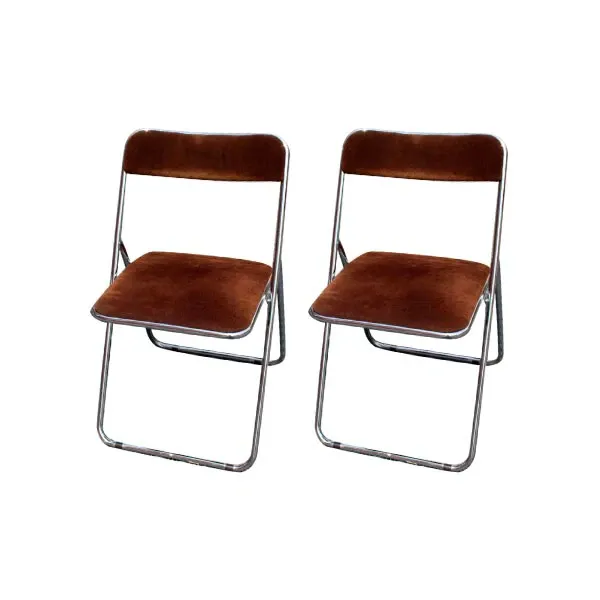 Set of 2 vintage metal folding chairs (1970s) image