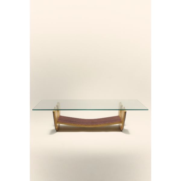 Trevi rectangular coffee table with glass top, Winetage image