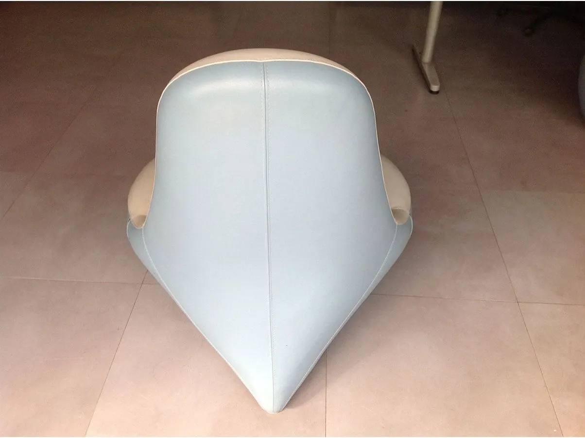 Set 2 poltrone rivestite in pelle (bianco-azzurro) 2