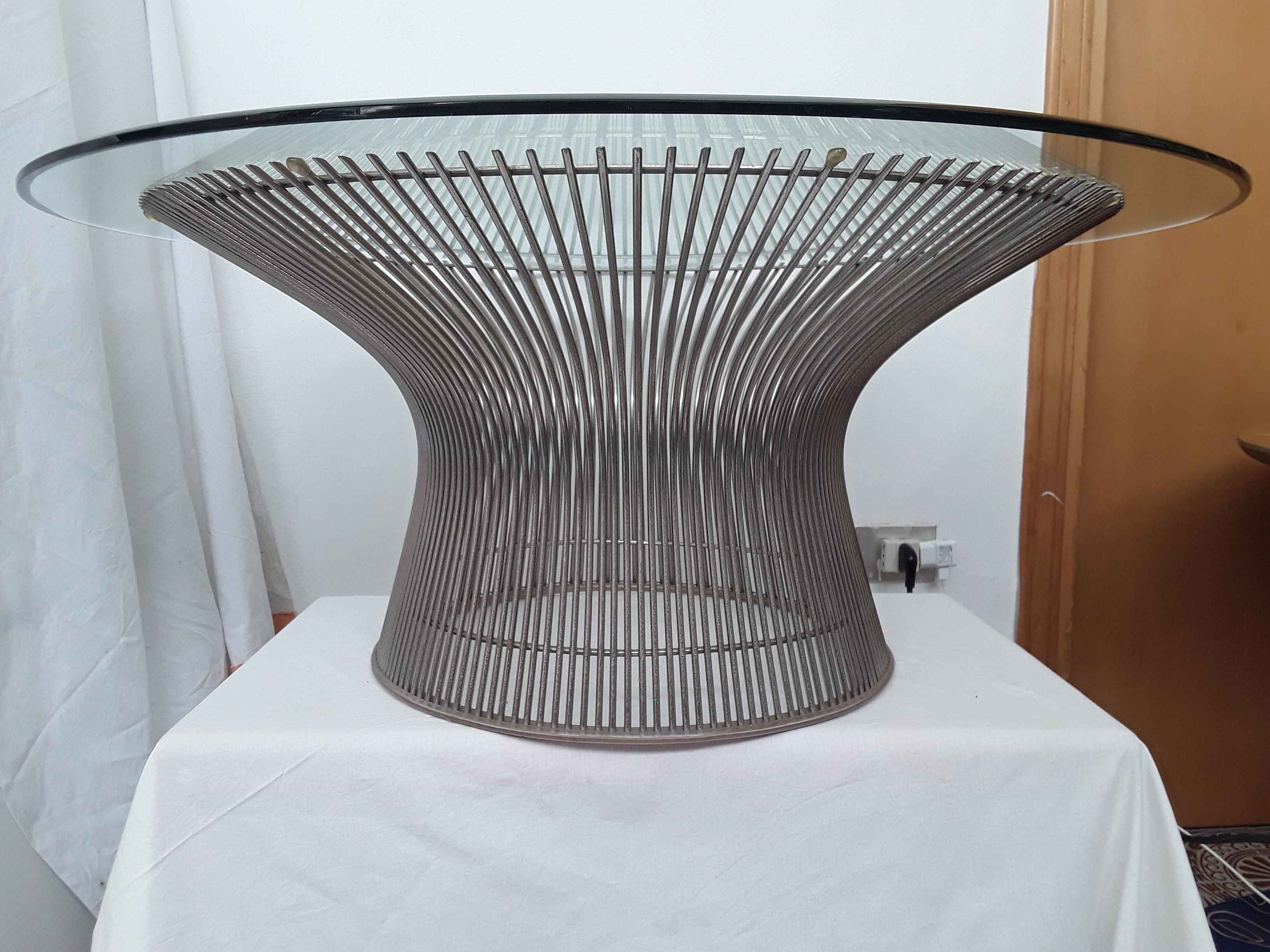 Ikonischer Platner Beistelltisch aus Metall und Glas 2