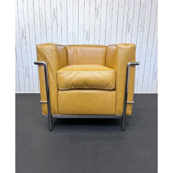 LC2 armchair in yellow leather by Le Corbusier and Charlotte Perriand, Cassina image