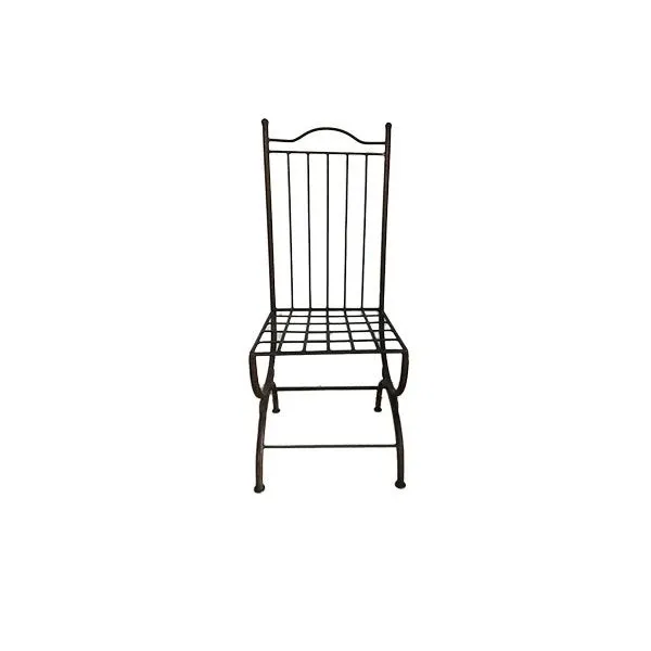 Vintage black wrought iron chair with high back image