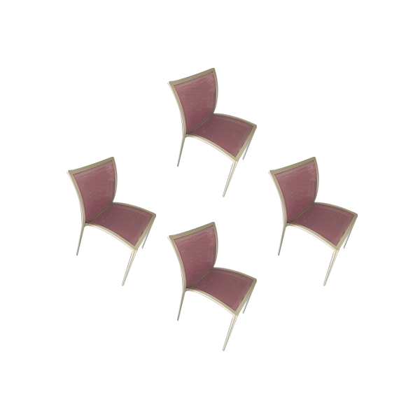 Set of 4 Zilli chairs in aluminum and pvc fabric (burgundy), Zanotta image