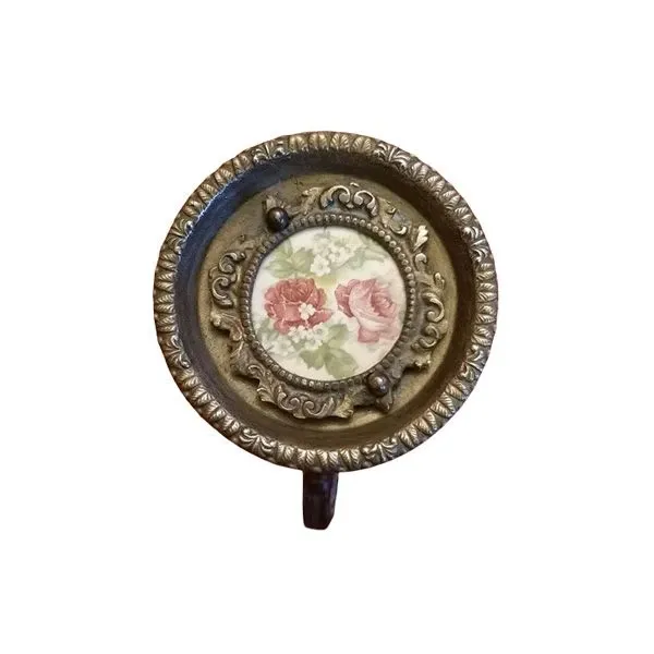 Appendiabiti in ottone e ceramica vintage,  