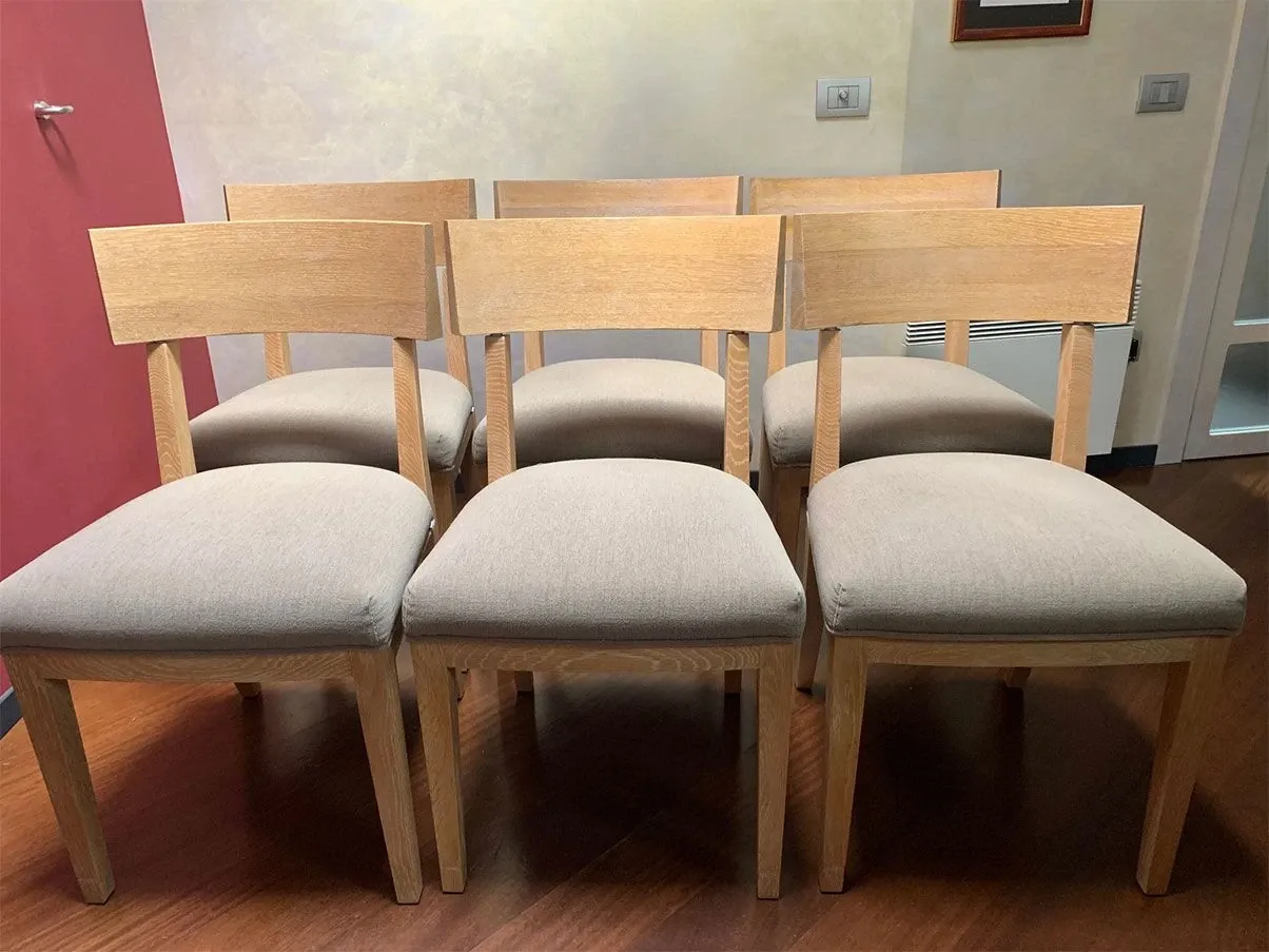 Set of 6 chairs with curved backrest in oak wood, B&B Italia 3