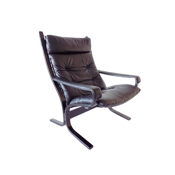 Poltrona con braccioli Siesta legno e pelle (nero), Westnofa 