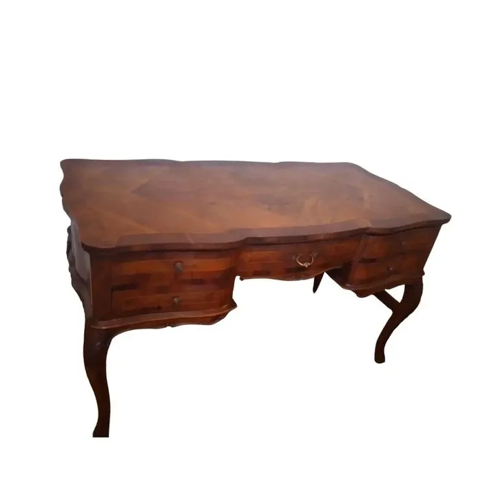 Solid walnut writing desk with Chippendale style inlays image