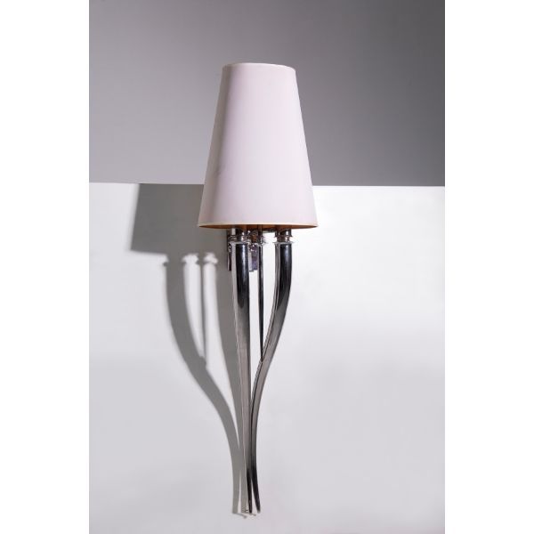 Lampada da parete in stile decò in ottone nichelato, image