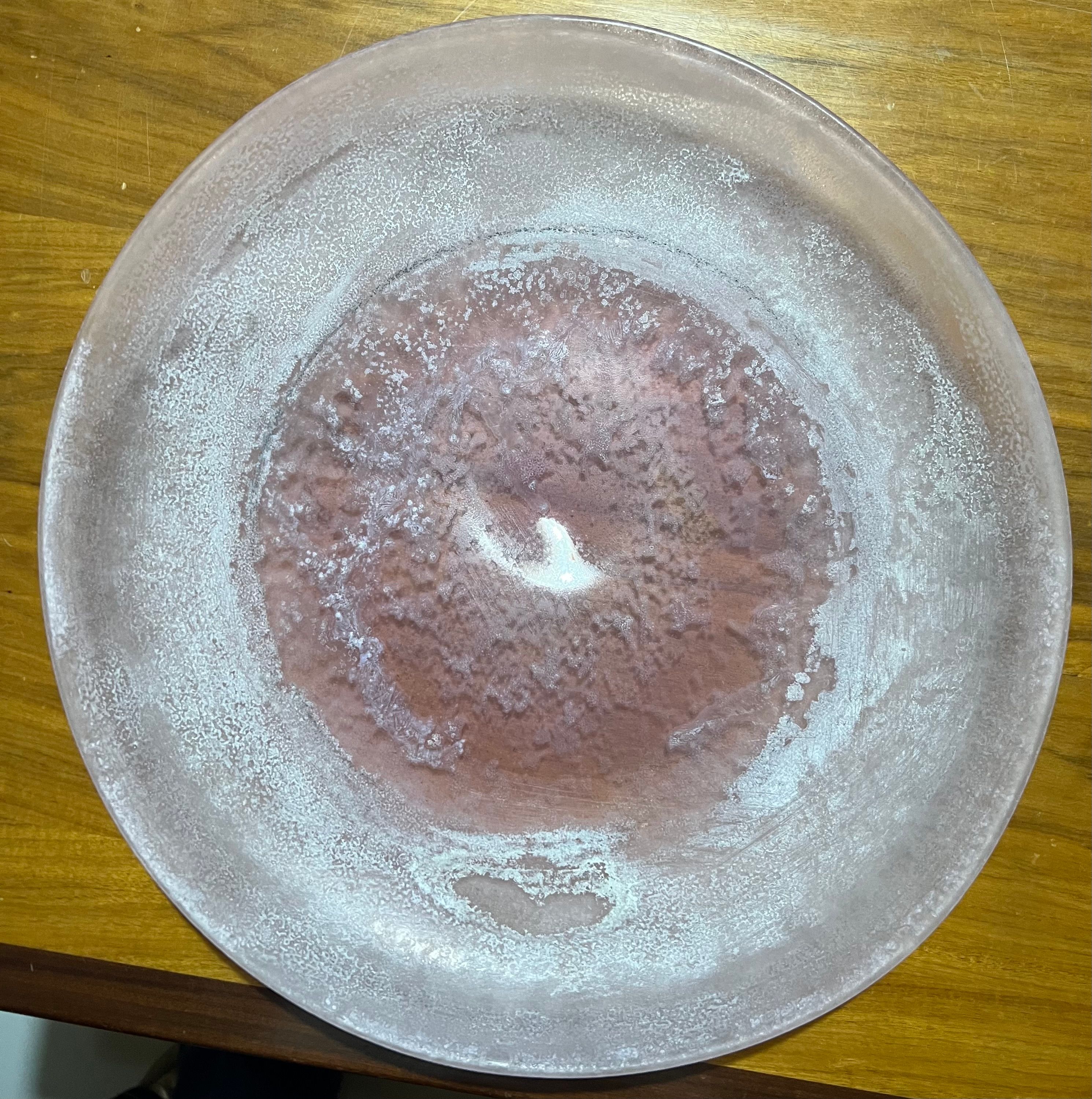 Murano Glas Teller rosa Front