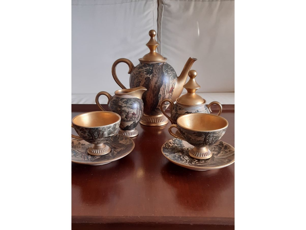 Vintage tea set for two people, image