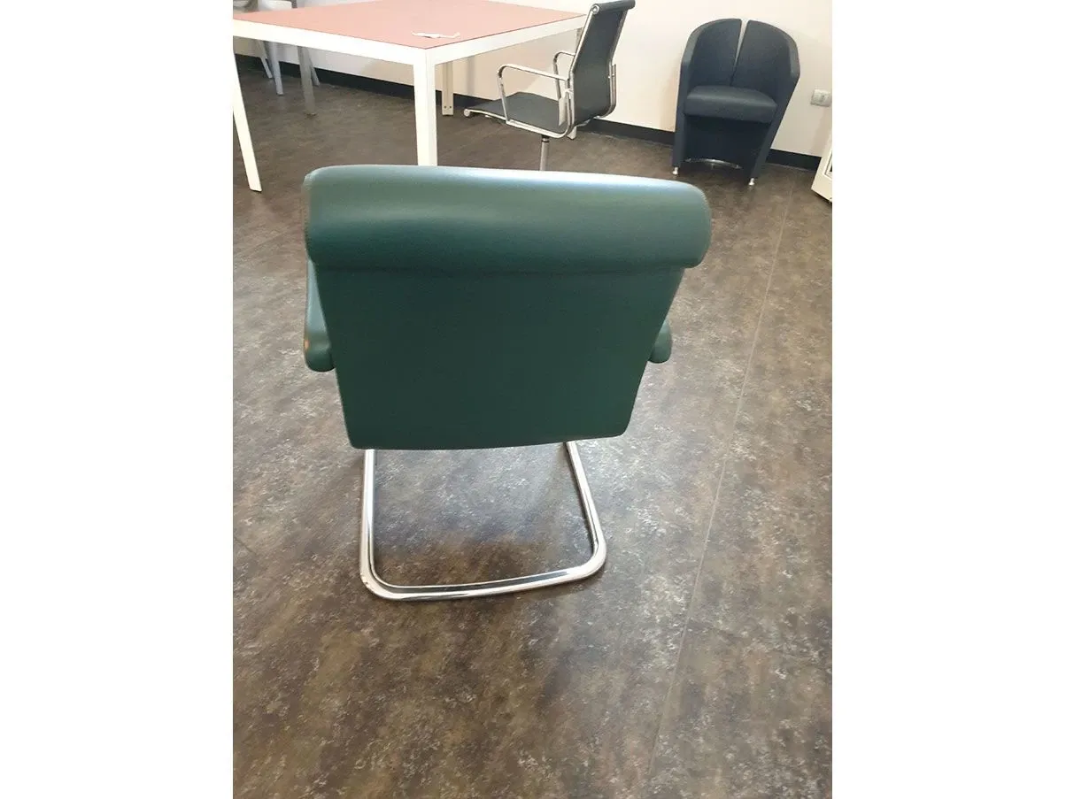 Forum sled armchair in leather (green), Poltrona Frau 4