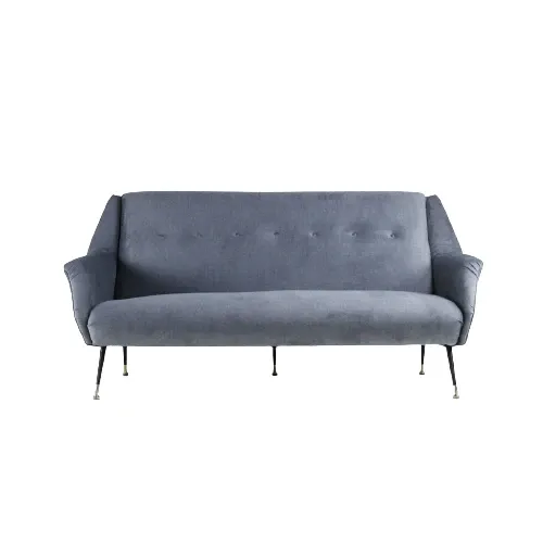 Vintage 3-seater sofa in gray velvet (1960s), image