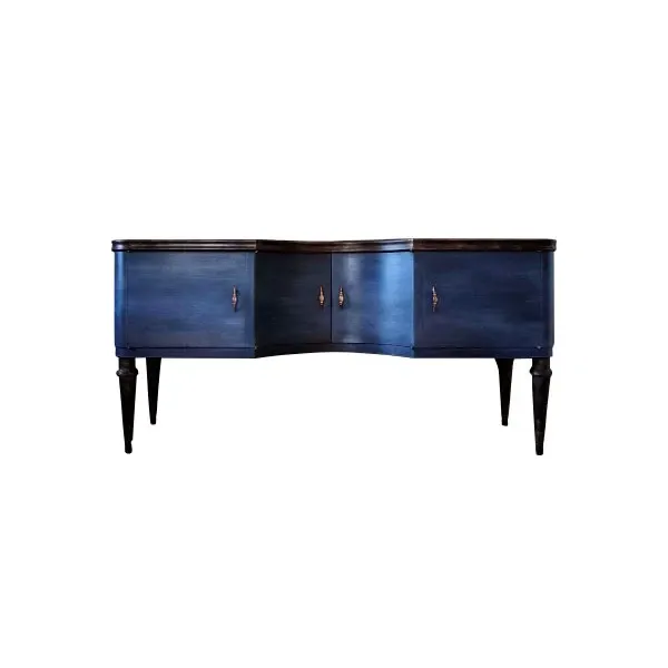Vintage restored console in wood with leather top (blue) image