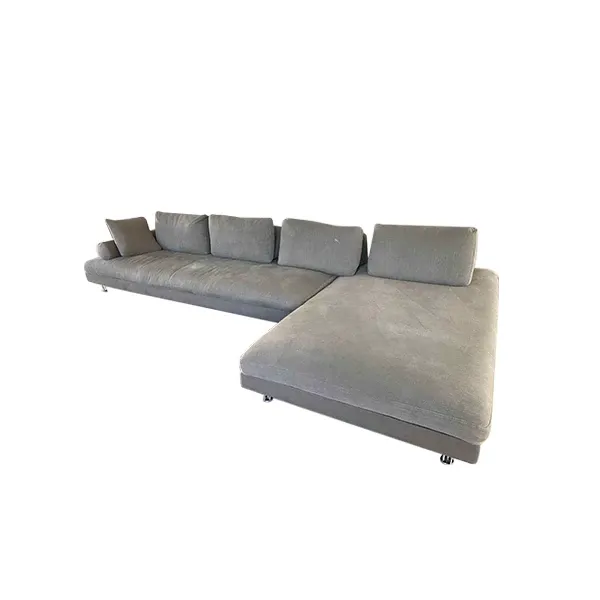 Fly sofa with peninsula in steel and fabric (brown), Dema image