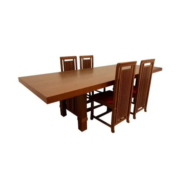 Coonley table and 4 chairs set by Frank Lloyd Wright, Cassina image