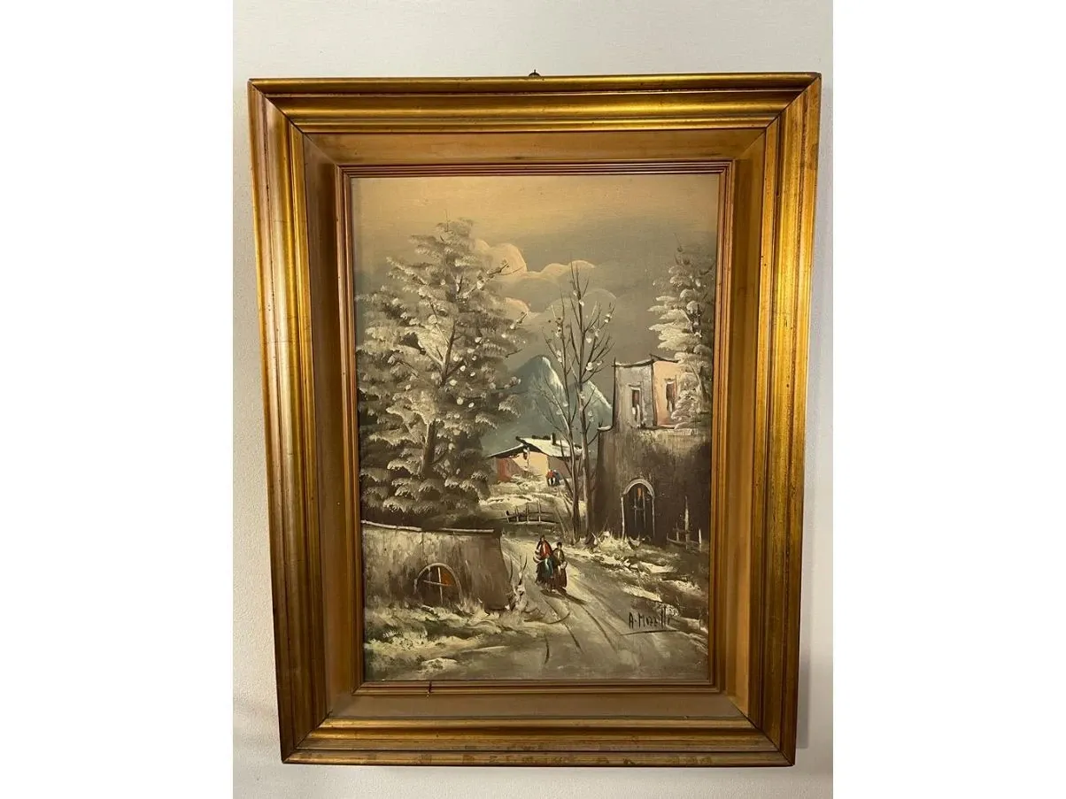 Snowy landscape vintage picture ('900), 2