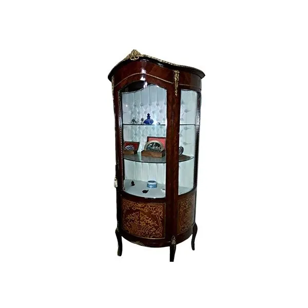 Vintage wooden showcase with glass shelves (1900s), image