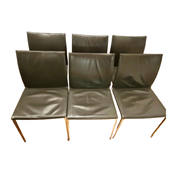 6er Set Polsterstühle aus Leder Lia von Roberto Barbieri, Zanotta
