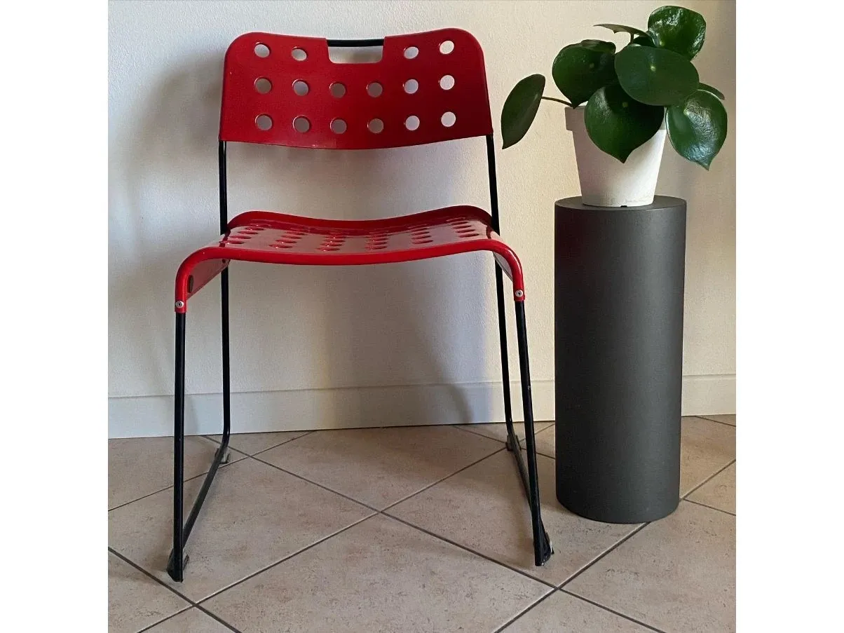 Vintage red Omstak chair (1970s), Bieffeplast 2