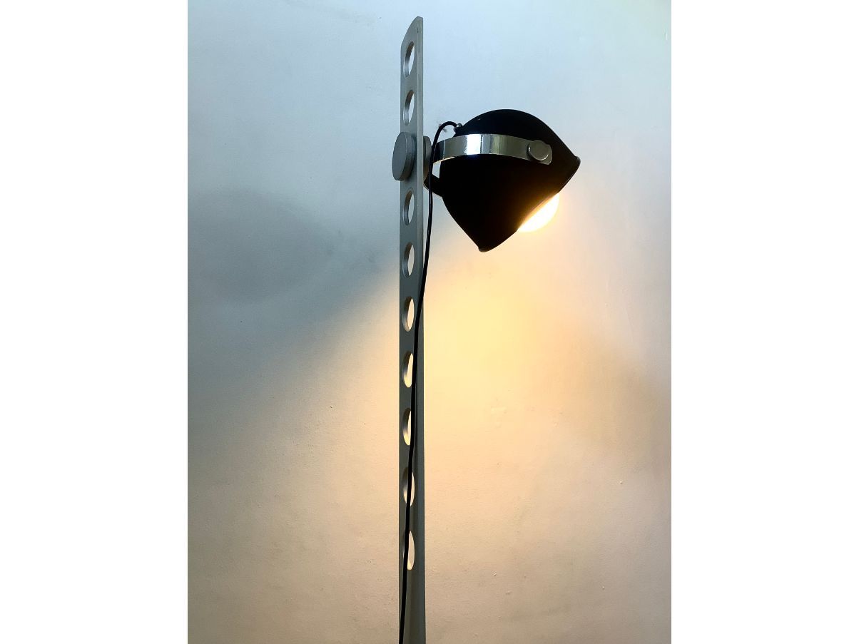 Vintage 70s perforated aluminum floor lamp Side