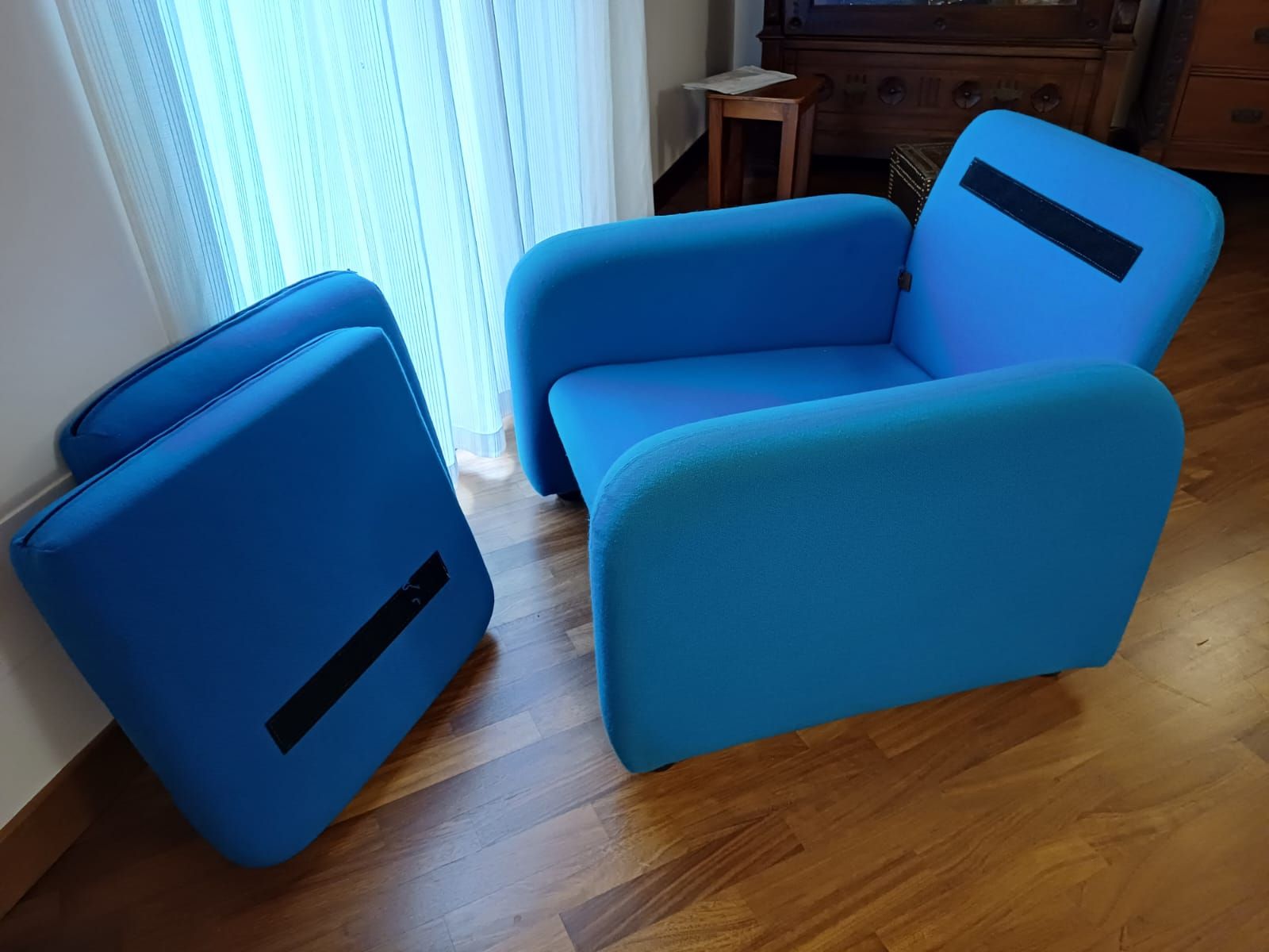 Pair of Blue Fabric Office Chairs (1990s Vintage) Optional7