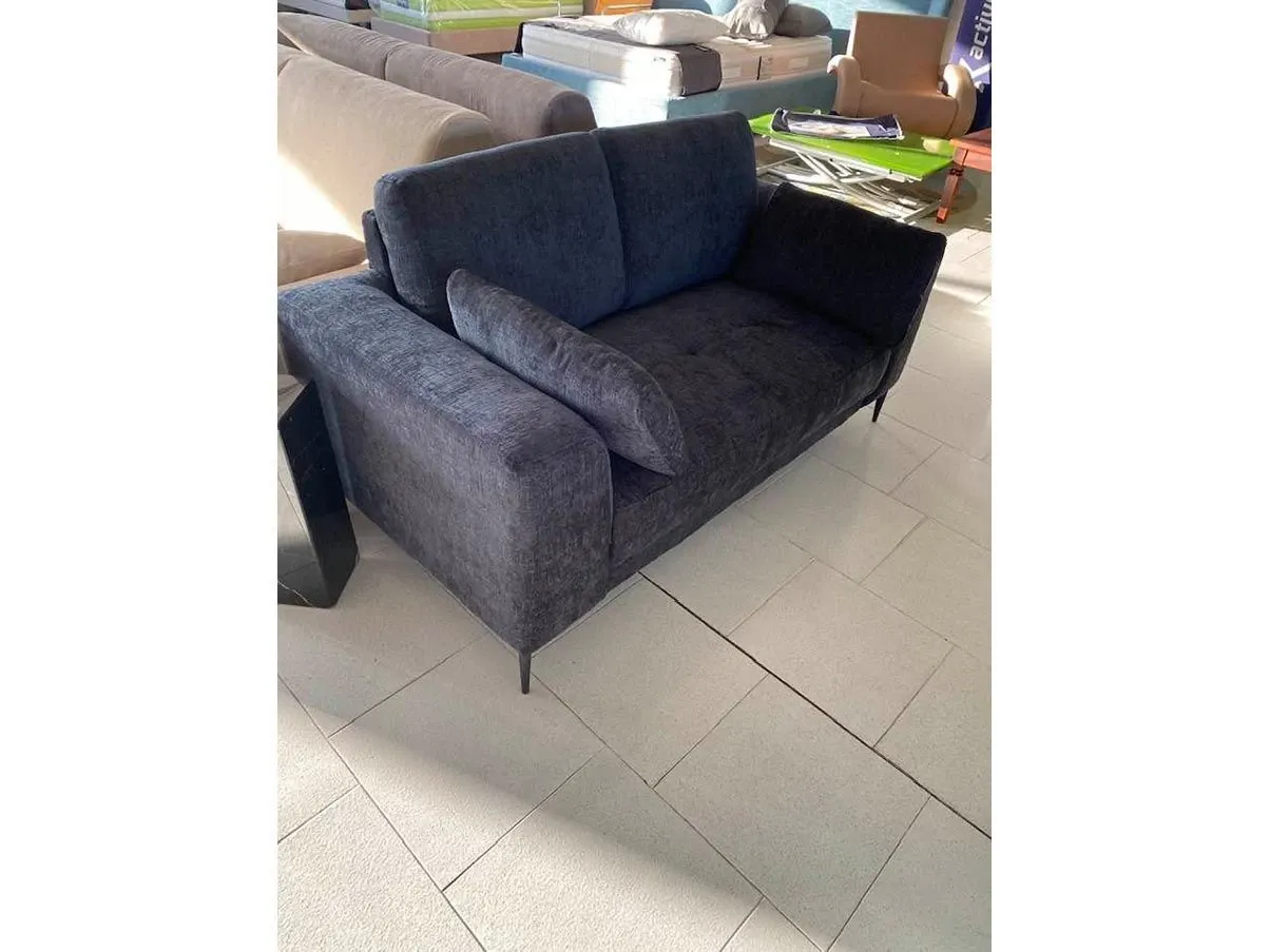 2-Sitzer Wartezimmer Sofa mit Armlehnen aus Stoff (schwarz) 2